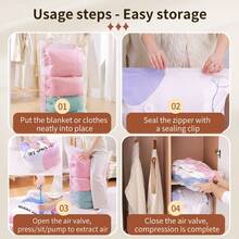 Heavy-Duty Thickened Vacuum Storage Bags, No Pump Required, Reusable Space-Saving Compression Bags, Suitable For Clothes, Bedding, Blankets, Down Jackets, Home Storage And Travel, Roll-Up Vacuum Compression Bags, Quick Compression, Convenient For Moving And Seasonal Storage - Multicolor - View 6