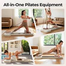 FEIERDUN Pilates Reformer, Foldable Pilates Equipment For Home Workouts Adjustable Resistance, Smooth & Quiet Glide, Suitable For Beginners, Up To 220 Lbs Weight Capacity, Easy Assembly - Beige Simple Pilates Reformer - View 4