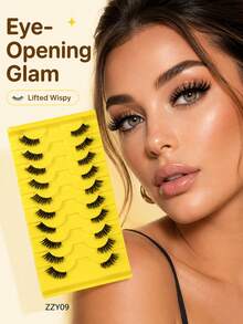 10 Pairs Half Lashes Rich, Fluffy, Soft, Naturally Curled, Slender, Simulated Light European And American Style Eyelashes, Enlarged Eyes, Reusable For Daily Commuting Makeup, A Must-Have For Lazy People, Portable And Suitable For Various Occasions - View 2