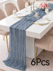Cheesecloth Table Runner,1/6/10 Pieces Dusty Blue Cheesecloth Table Runner Boho Gauze Fabric Table Runner Rustic Sheer Runner For Wedding Birthday Baby Shower Party Boho Table Decoration - Dusty Blue - View 12