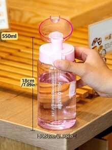 1PC 550ml/780ml Outdoor Sports Large Capacity Water Bottle, Stylish And Simple Transparent Drop-Proof And Leak-Proof High Temperature Resistant Mug, Portable Straight Drinking Pop-Up Lid Mug With Carrying Strap, For Travel And Fitness - Multicolor - View 7