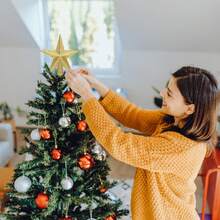 1pc, Glitter Golden Star Christmas Tree Topper, Festive Indoor Holiday Decoration With Sparkling Metallic Design For Christmas Trees, Holiday Decor For Home & Xmas Tree - Multicolor - View 8