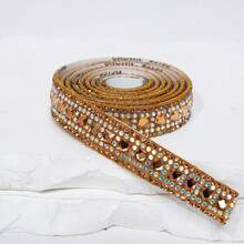 1pc Self-Adhesive Crystal Decorative Strip Suitable For DIY Crafts And Versatile Decorative Rhinestones - Red - View 1