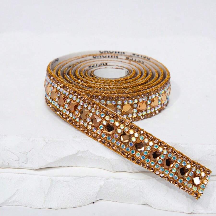1pc Self-Adhesive Crystal Decorative Strip Suitable For DIY Crafts And Versatile Decorative Rhinestones - Red - View 1