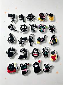 20pcs Cartoon Halloween Funny Cat Shoe Charm Set, Cute DIY Shoe Decoration (Random Pattern) - Multicolor - View 8