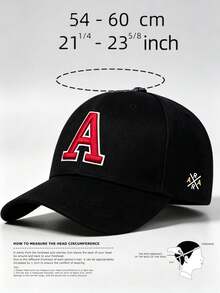 1pc Letter A Embroidered Side Cross AR Printing Hats For Men, Adjustable Design, Perfect For Parties, Hiking, And Sun Protection - Multicolor - View 10