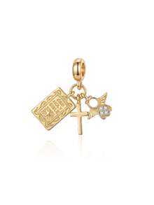 1Pc Gold Plated Dangle Charms, Cross Flower Heart Strawberry Beads Pendant - Multicolor - View 4
