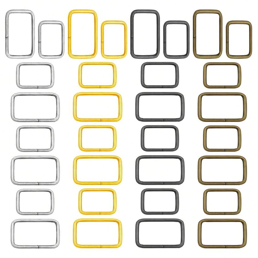 32pcs 25mm/32mm Alloy Square Buckle Rings, Suitable For Bag Strap Connectors, DIY Keychain Crafts, Wallet Making Accessories, Dog Leash, Backpack Hardware Accessories, Belt Buckle Rings (4 Colors Available)