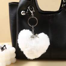 Spot Love Plush Ball Keychain Alloy Bow Pendant Cute Girl Bag Pendant Small Gift - Multicolor - View 4