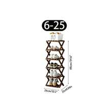1pc Bamboo Minimalist No-Assembly Folding Shoe Rack, Entryway Storage Shelf, Multi-Layer Options, Suitable For Small Rooms And Student Dorms - Brown - View 10