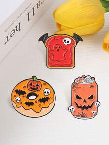 Halloween Spooky Food Enamel Pin Set Pumpkin Can Ghost Toast Donut Cartoon Lapel Badge For Backpack Jacket Decor - Multicolor - View 8