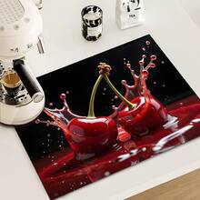 (Hot !!) 1pc 2D Cherry Pattern Flat Stove Protector Mat And Non-Slip Heat-Resistant Rubber Stove Cover Pad Suitable For Induction Cooktop, Glass Cooktop And Multi-Function Scratch-Resistant Mat, Also Can Be Used As Oven, Washing Machine, Dryer And Kitchen Decor Best Choice. - Multicolor - View 6