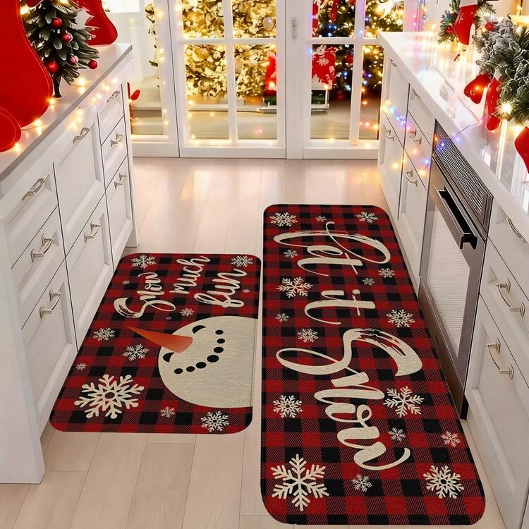 1/2/3 buah Keset Dapur Bertema Natal, Keset Dapur Flanel, Lembut, Nyaman, Menyerap Air, Anti Selip, Dapat Dicuci dengan Mesin, dengan Lapisan Belakang Anti Selip, Keset Rumah Multifungsi untuk Pintu Masuk, Ruang Tamu, Kamar Tidur, Dapur, Ruang Makan, Kamar Mandi, Ruang Cuci, Teras, Lorong, Dekorasi Liburan Natal, Keset Lantai Rumah - MultiWarna - View 1