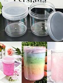 10pcs Transparent Plastic Jars With Lids, Suitable For Storing Slime, DIY Crafts And Jewelry. Featuring A Transparent Round Design For Easy Observation Of Contents, Leak-Proof Sealed Lids, Lightweight And Reusable Material. Perfect For Home Storage, Travel And Small Accessory Organization. - White - View 3