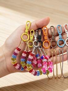 32PCS Dopamine Color Keychain Set With Random Color Keychains, Snake Chain, Random Color Large Hole Beads, DIY Keychains For Backpack Charms, Wedding And Holiday Gifts - Keychain Accessory Kit - View 6