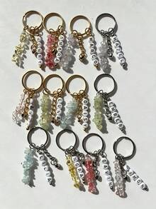 1pc Customizable Name Lucky Stone Keychain, Optional Birthstone Month, Birthday Gift For Friends, Personalized Name Keychain, Suitable For All Seasons, Christmas Commemorative Keychain, Holiday Event Souvenir - Multicolor - View 6