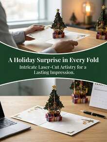 3D Pop‑Up Christmas Greeting Card, Festive Holiday Handmade Card, Xmas Decoration Gift Card For Family Friends Party Gifting - 3D Greeting Card - View 2