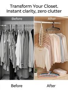 1pc Foldable Multi-Function Wardrobe Clothes Hanger, 11-Hole Non-Slip Bedroom Drying Rack, 360° Rotating Multi-Hook Living Room Storage Hanger, Suitable For Wardrobe, Bedroom, Living Room, Balcony, Kitchen And Bathroom Storage. Multi-Function Space-Saving Bedroom Furniture Clothes Hanger, Foldable Storage Standing Wardrobe Hanging Rack, 11-Hole Non-Slip Wardrobe Clothes Hanger, Multi-Hook Bedside Cabinet Hanging Rack, Moisture-Resistant Practical Kitchen Furniture Clothes Hanger, Style/Color Random. - Multicolor - View 3