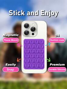 2pcs Silicone Suction Cup Phone Case Holder, Non-Slip Suction Cup, Hands-Free Phone Accessory Stand, Suitable For Selfie And Video, Silicone Adhesive Holder, Suitable For Phone - Multicolor - View 6