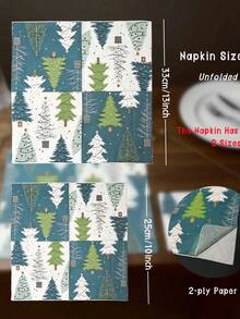 16pc/Set Colorful Christmas Tree Paper Napkins Disposable,Cocktail & Dinner Style Square Printed Paper Towels,Unfolded Size 10&13inch,Soft To Touch,Double Layer,Suitable For New Year,Christmas,Festival Party Supplies,Christmas Party Deco Napkins - Colors - View 11