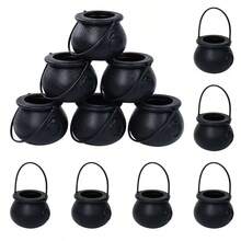 2/4/6pcs Halloween Witch Plastic Cauldron Bowls Black, Halloween Decoration - Multicolor - View 1