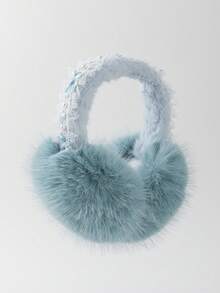 GARASSACC 1pc Women's Lace Pearl Bow Ribbon Plush Warm Foldable Earmuffs - Solid Color - View 6