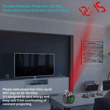 Reloj despertador con proyección para dormitorio, reloj despertador digital con función de informe de hora por voz, reloj electrónico digital de 12/24 horas, proyección en el techo con voz, pantalla LED de hora y temperatura, adecuado para mesas de noche y oficinas (blanco). - Negro 1 pieza - Ver 7