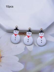 10pcs Christmas Tree Gingerbread Man Reindeer Charms Set Double-Sided Enamelled Snowman Pendant Bracelet Bag Earring Necklace Jewelry DIY Making Decoration - Christmas - View 4