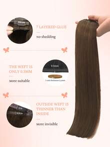 DOORES 14-24 Inch Seamless Clip-In Hair Extensions, 130g-160g 7pcs Real Human Hair Invisible PU Skin Weft, Light Brown, Natural Remy Straight Hair, Easy To Wear & Style - S4A - View 3