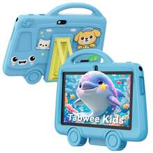 TABWEE 7吋兒童平板電腦 Android 11 K8 平板，教育平板 HD+ IPS 1024*600 解析度，四核處理器，2GB (2+4) RAM，32GB，3000mAh 電池，WiFi（不含適配器） - 藍色 - 查看 1