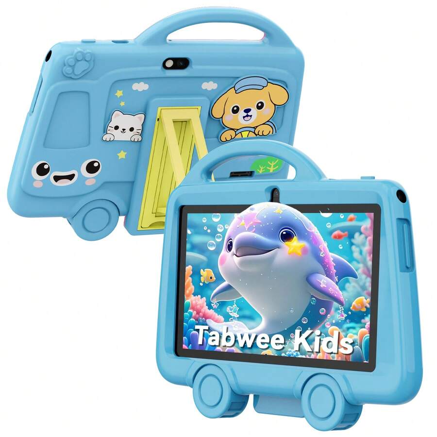 TABWEE 7吋兒童平板電腦 Android 11 K8 平板，教育平板 HD+ IPS 1024*600 解析度，四核處理器，2GB (2+4) RAM，32GB，3000mAh 電池，WiFi（不含適配器） - 藍色 - 查看 1