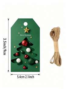 Christmas Holiday Gift Tag Cards With Jute Rope - Green Background, Perfect For Holiday Packaging Cards, Seasonal Greetings And Holiday Decorations, Gift Wrapping Supplies Cards - New Arrival - View 4