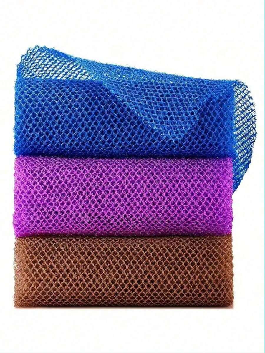 1pc African Bath Sponge, African Mesh Long Bath Sponge, Exfoliating Body Scrub Brush, Back Brush, Makes Skin Smoother, Suitable For Daily Use - Violet Purple - View 1