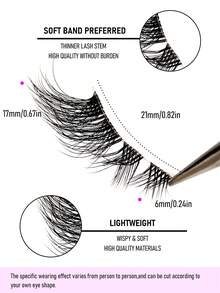 9 pares de pestañas medias, pestañas postizas de ojo de gato natural, pestañas de visón sintético con banda transparente, para maquillaje de ojos de estilo diario, aptas para principiantes - Negro - Ver 4