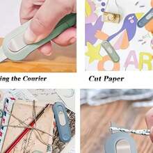 Portable Retractable Mini Box Cutter, Designed For Home And Office, One-Click Pop-Up Blade For Easy Cutting Of Envelopes/Cardboard/Shipping Boxes/Craft Materials, Compact Storage Space-Saving - A - View 6