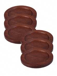 Round Vintage Walnut Solid Bamboo Tea Cup Coaster Set, Luxury Heat-Insulating Cup Holder Tray Rack, Tea Ceremony Tableware Storage Organizer, Heat-Resistant Non-Slip Kitchen Dining Table Decor, Gift For Tea Lovers And Home Decor Enthusiasts - Multicolor - View 12