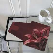 1件復古酒紅百合花 360°旋轉平板保護殼，相容 iPad Air 6/5/4 與 10 (10.9 吋) - 相容 iPad Pro 2024、Air M3/A16 2025，相容 Galaxy Tab S9 FE/S8 Plus/S7/S10，相容 OPPO Pad，相容 MatePad，相容 Vivo Pad，相容 Honor Pad，相容 Pad - 彩色 - 查看 4