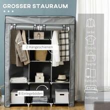 Fabric Wardrobe With 8 Shelves & Clothes Rails, Non-Woven Folding Closet In Beige, 125x43x162.5cm For Space-Saving Storage - Light Grey - View 4