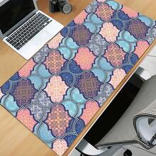 Luckybutterfly 1PC Moroccan Bohemian Geometric Large Mouse Pad,Non‑Slip Rubber Base Desk Mat For Office Gaming - Color Grid - View 2