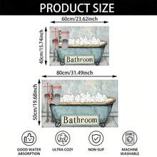 1pc Tub Pattern Design Microfiber Bath Mat,Non-Slip And Soft Bathroom Floor Rugs,Doormat,Water Absorption Mat,Machine Washable,Low Pile,TPR Backing,Knit Fabric,For Bedroom,Kitchen,Entryway,Indoor Use,Accessories & Home Decor,Perfect New Home Gift - B - View 3