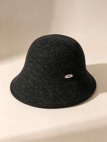 1pc Women's Solid Color Plush Bucket Hat, Suitable For Autumn/Winter Daily Wear - Plush Bucket Hat - View 5