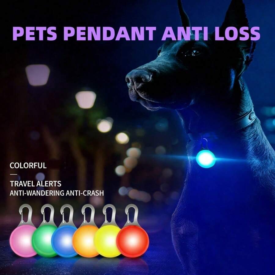 [1pc LED Dog Collar Light] 1pc LED Dog Collar Light Pendant Collar Dog Tag Light, Suitable For Dog Collar Harness Leash Clip-On Dog Light, For Night Walks And Camping, Silicone LED Dog Collar Dog Tag Light, Fast Flash Slow Flash Constant On 3 Modes, For Night Decoration, Battery Included