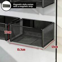 1pc Kitchen Storage Rack, Refrigerator Side Magnetic Storage Rack, Perforated Board Gap Magnetic Hanging Basket, Spice Rack, Kitchen, Storage, Kitchen Storage Rack, Kitchen Utensils, Kitchen Accessories, Kitchen Organization Storage, Basket - Multicolor - View 6