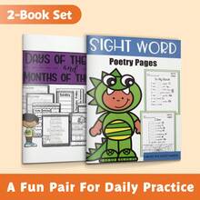 Sight Words & Daily English Practice Notebooks, Reading Fluency, Poetry Reading, Days Of The Week, Months Of The Year, Word Tracing, Handwriting Practice, Vocabulary Building, Word Recognition, Fill In The Blank, Reading & Writing Learning Activities - Reading & Vocabulary Practice - View 1