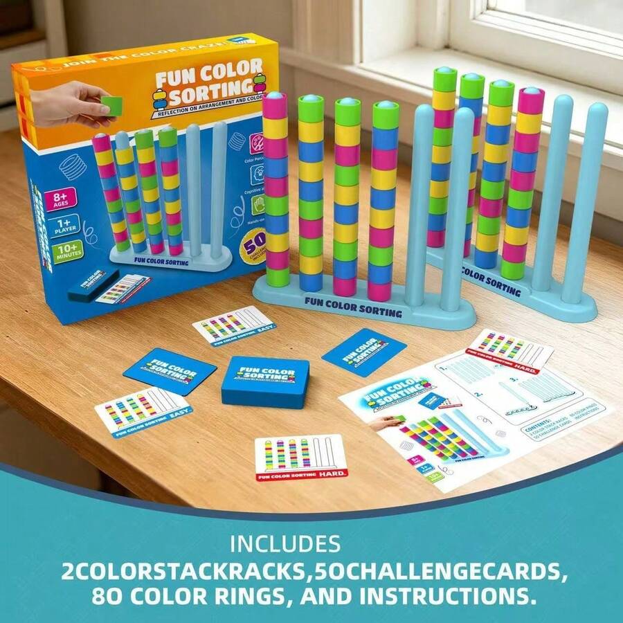 1 Set Colorful Stacking Challenge Game, Bead Color Matching Educational Toy, Concentration Training Beads, Educational Toy, Board Game Gift, Family Party Battle Toy - Multicolor - View 1