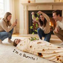1pc Corn Tortilla Blanket, Realistic Mexican Taco Round Blanket, Soft Flannel Creative Food Themed Blanket, Fun And Quirky Gift For Everyone - Tortilla - View 10