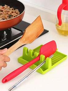 2pcs Hard Plastic Utensil Holder With Drip Tray, For Placing Kitchen Utensils Such As Spoons, Ladles, Tongs, Spatulas, Kitchen Tools, Kitchen Accessories, Home Kitchen Supplies, Multi-Functional Pot Lid Rack, Spatula Storage Rack, Multi-Functional Foldable Pot Lid Rack, Spoon Rest, Heat-Resistant Utensil Holder, Kitchen Accessories Utensil Rack - View 4