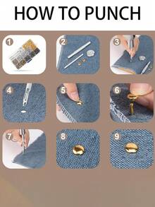 360/180 Sets Leather Rivets, Leather Rivet Kit, 4 Colors 3 Sizes Leather Rivets And Snaps For Leather Crafts, Clothing, Shoes, Leather Boots, Bags, Decoration (Gold, Silver, Bronze And Gunmetal) - Multicolor - View 3