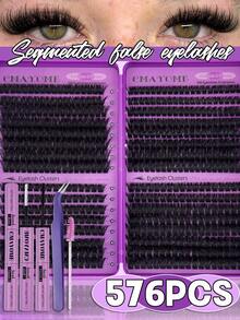 CMAYOME 576-Piece Mascara Set, D-Shaped Curled Tufted Lashes, Length Ranging From 10 To 168 Millimeters. Includes 30D To 150D Mixed Lashes. The Set Contains Mascara, Tweezers And Mascara Brush. Lashes, Lashes, Lash Tufts, Cat-Eye Lashes, Anime Lashes - Multicolor - View 4