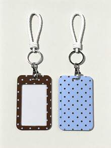 New Polka Dot Pattern Personalized Retractable Card Holder, Keychain Pendant Bag Decoration, Student ID/Bus Card Protective Sleeve, Suitable For Office Workers And Students Daily Use - Multicolor - View 1